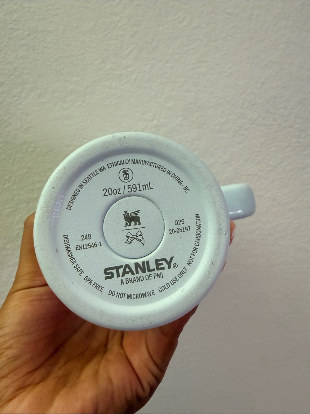 Stanley 20oz  . Light Blue Insulated Travel Mug - LoveShackFancy Edition - Picture 4 of 8